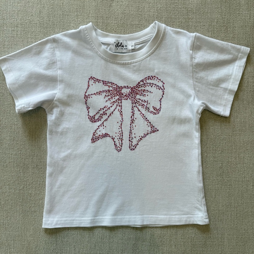 Lola + The Boys Girls Crystal Bow T-Shirt - Picture 4 of 5
